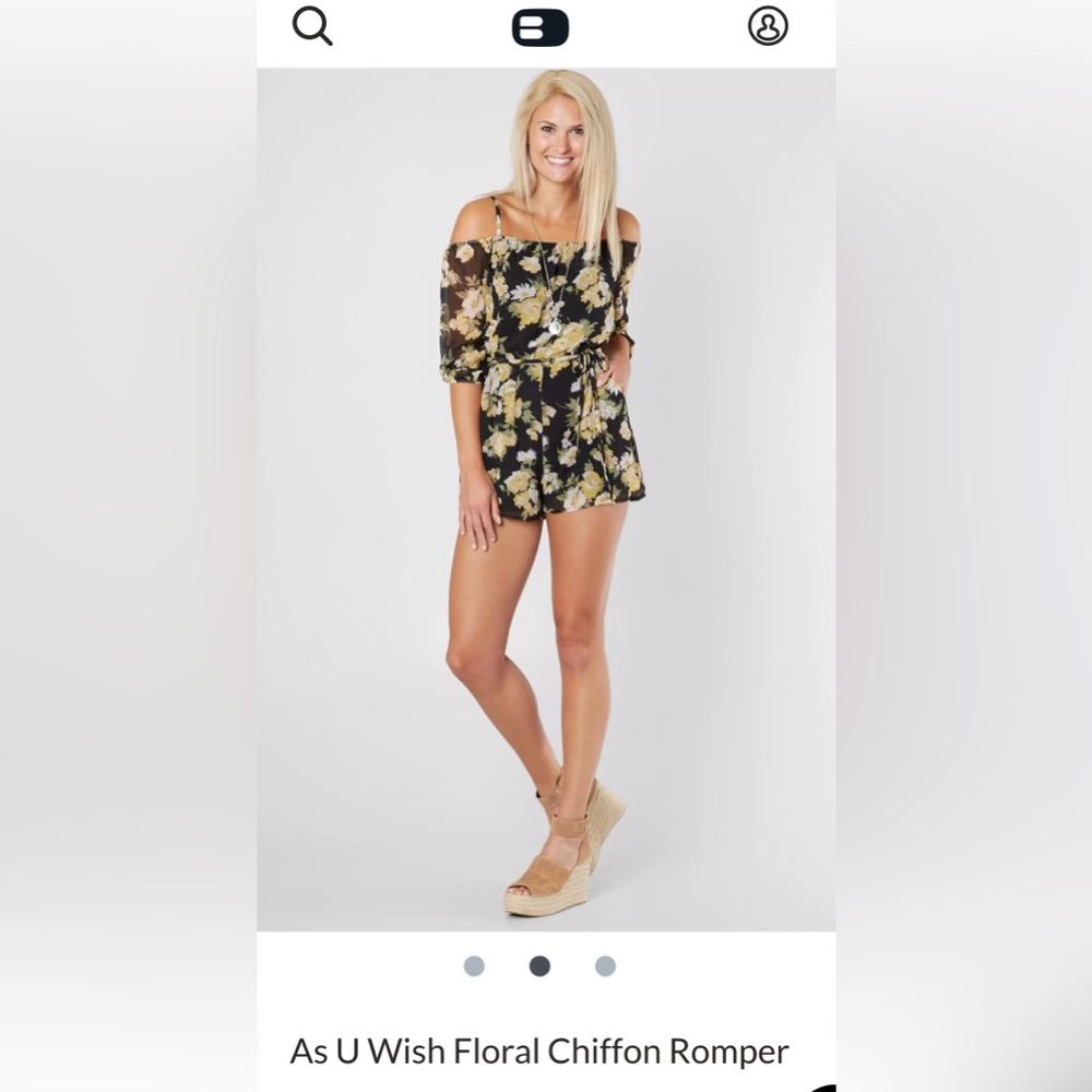As U Wish Floral Chiffon Romper Size XL